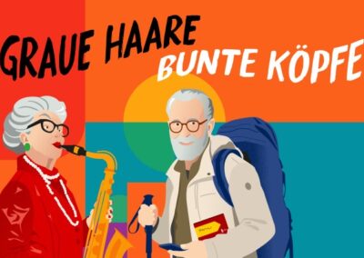 Graue Haare, bunte Koepfe